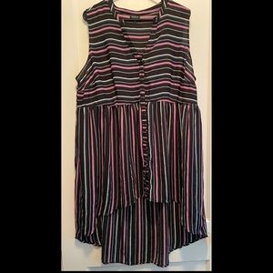 Torrid Multi Striped High Low Sleeveless Tunic Shirt